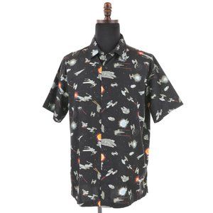 New Disney Parks Star Wars Button Shirt Men Medium Ships Millennium Falcon XWing